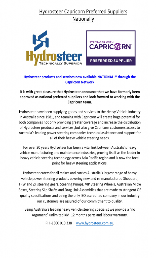 Hydrosteer National Preferred Capricorn Suppliers