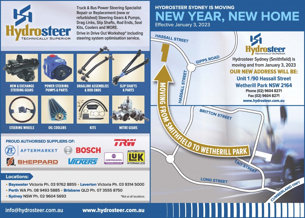 Hydrosteer Sydney is relocating to Wetherill Park  Effective January 3rd 2023