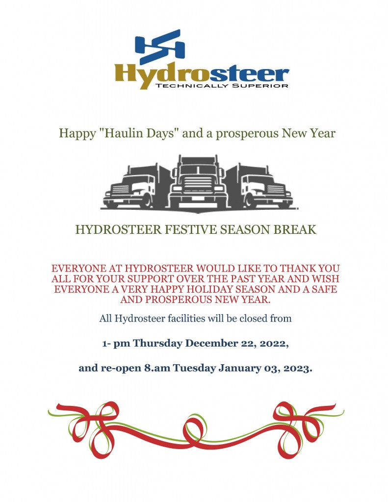 Hydrosteer - Festive Season Break 2022-23